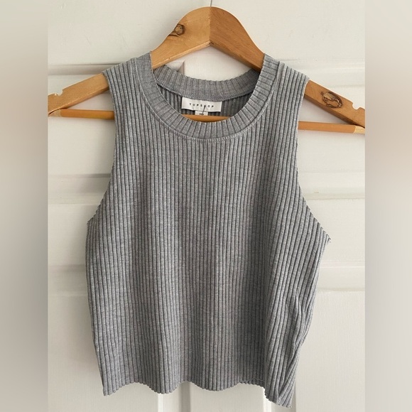 Topshop Tops - Topshop Grey Ribbed Tank Top Size 2